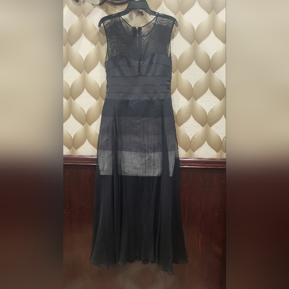 Bcbgmaxazria alai maxi chiffon dress black combo L - Picture 10 of 16